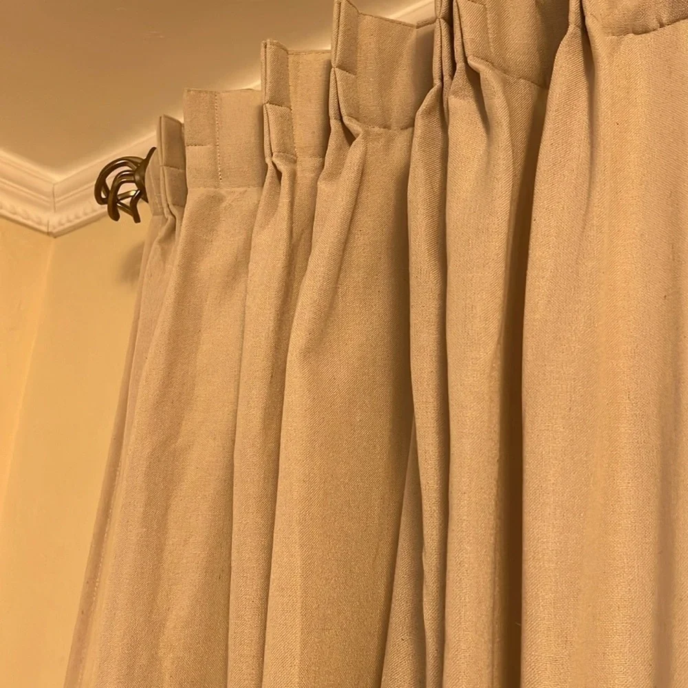 Oatmeal Beige Neutral Curtains 84 In Long,Sheer Linen Pinch Pleated 2 Panels